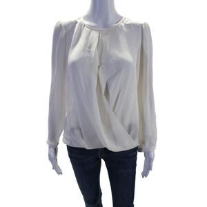 Tailored Womens Scoop Neck Long Sleeve Pullover Blouse Top Cream Size 0